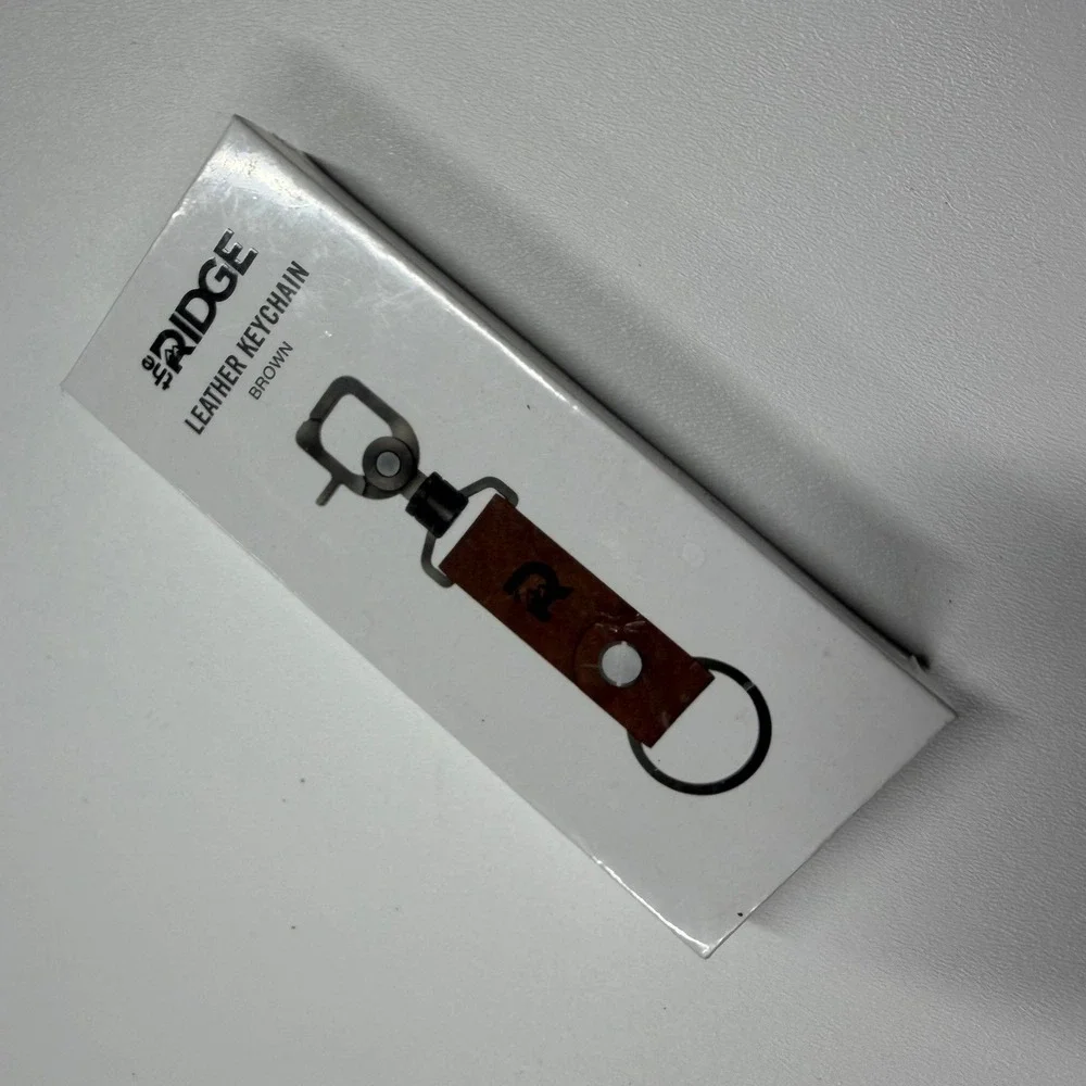 New Ridge Leather Keychain Brown Oil Waxed Full Grain Leather Gunmetal Clip R907